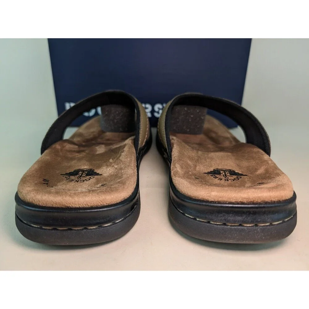 Dockers Sandals Mens 12 M Laguna Flip Flop Dark Tan Memory Foam Insole Shoes NEW - Picture 7 of 11